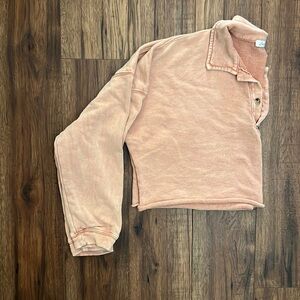 Cropped Neutral Polo Sweatshirt